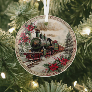 Snowflake Steam Train – Timeless Christmas Journey Glass Tree Decoration
