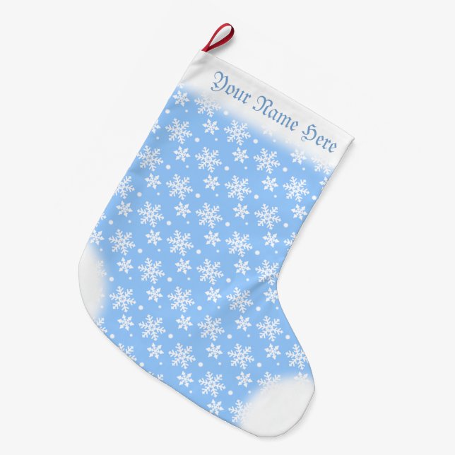 Snowflake Stocking Custom Blue Christmas Stockings (Front (Hanging))