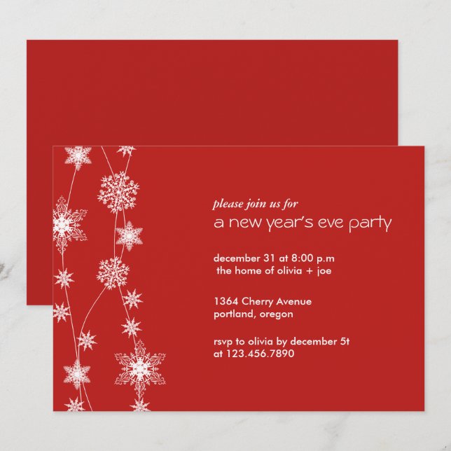 Snowflake Strings - New Year/Holiday Party Invitation (Front/Back)