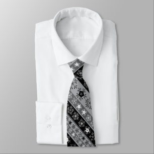 Snowflake Stripes Grey Tie