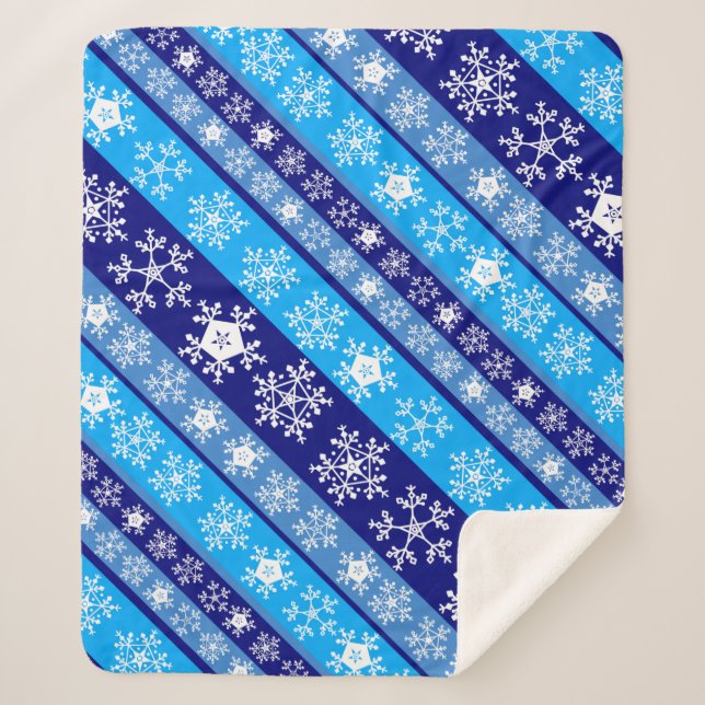 Snowflake Stripes Sherpa Blanket (Front)