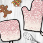 Snowflake Swirls On Pink Cute Custom Christmas Oven Mitt & Pot Holder Set<br><div class="desc">Elevate your holiday kitchen decor with this elegant oven mitt and pot holder set featuring a stunning design of snowflake swirls on a pink background. Perfect for adding a touch of festive sophistication to your culinary space, this set is both practical and beautiful. Customise it with your name or a...</div>