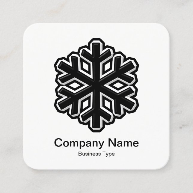 Snowflake Symbol - Black Square Business Card (Front)