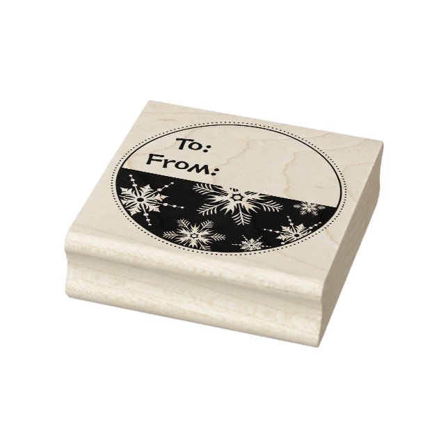 Snowflake Tag Custom Christmas Rubber Art Stamp (Stamp)