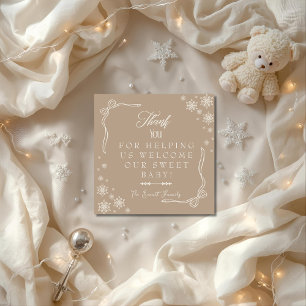 Snowflake Taupe Labour & Delivery NICU Hospital Thank You Card