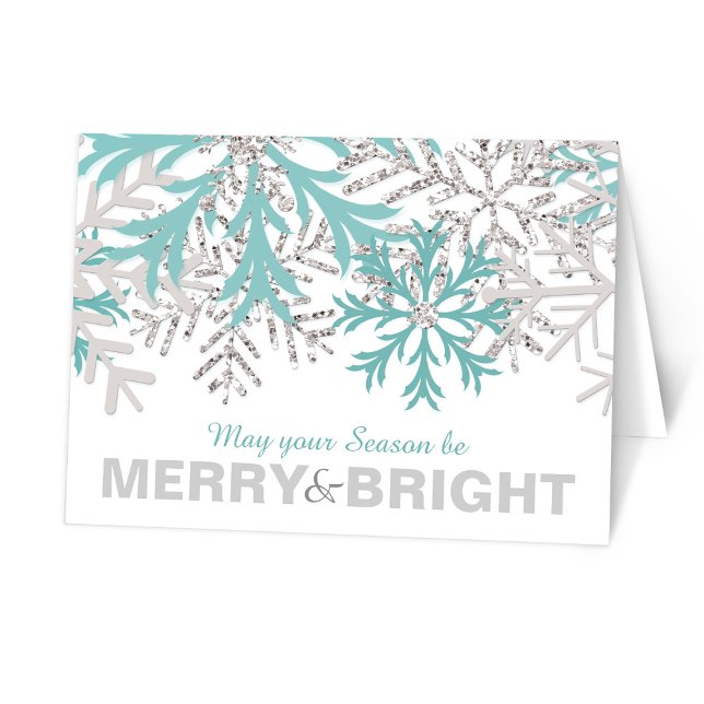 Snowflake Teal Blue Silver Winter Holiday Card (Creator Uploaded)