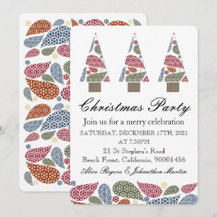 Snowflake Teardrops Tree Christmas Party Invitatio Invitation