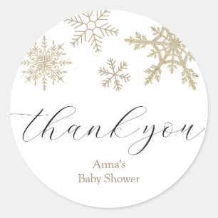 Snowflake Thank You Favour Classic Round Sticker
