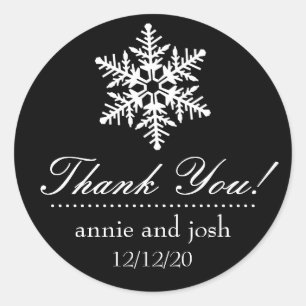 Snowflake Thank You Labels (Black)