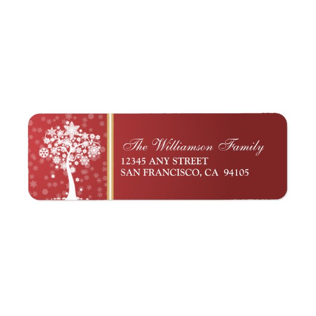 Snowflake Tree Holiday Address Labels (red) (Front)
