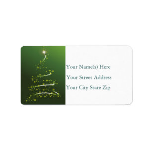 Snowflake Tree in Green Address Label