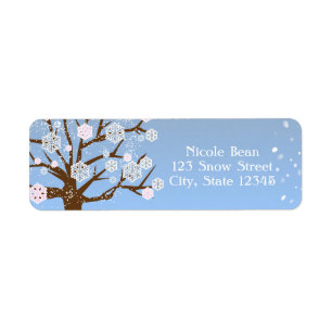 Snowflake Tree Winter Wonderland Pink Labels
