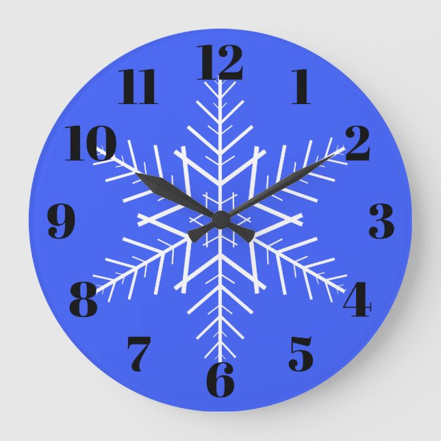 Snowflake Wall Clock in Blue (Front)
