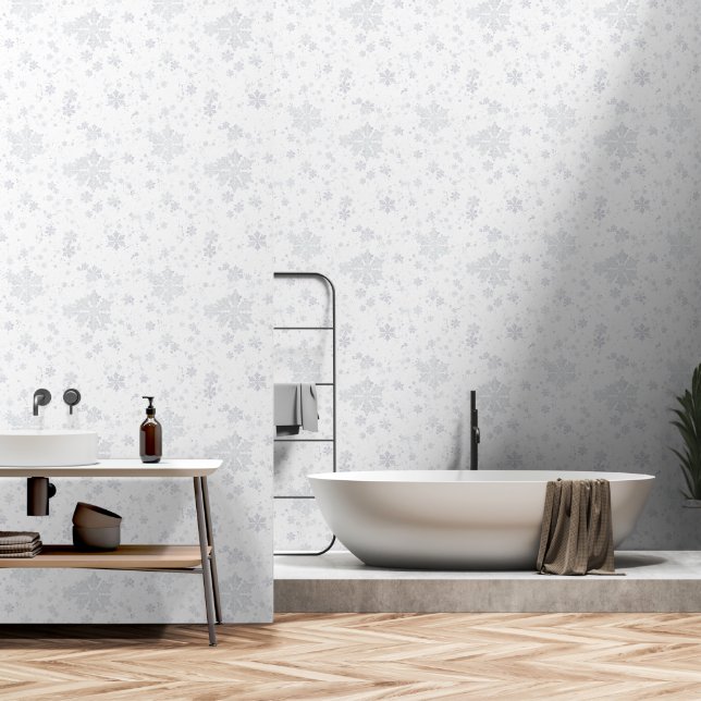 Snowflake Wallpaper, Winter, Elegant, Frosty Wallpaper (Bathroom)