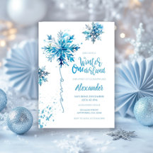 Snowflake Watercolor Blue Winter ONEderland
