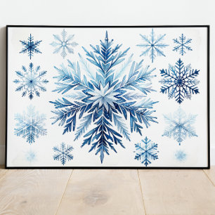 Snowflake Watercolor Collection Poster
