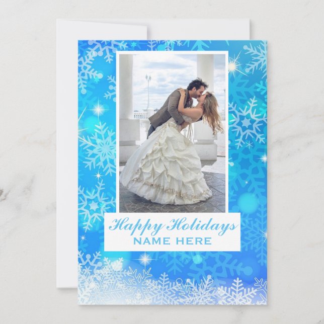 Snowflake Wedding Holiday Card (Front)
