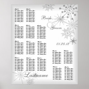 Snowflake Wedding Seating Chart Silver Grey