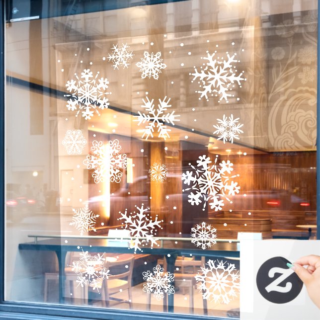 Snowflake window decals, winter  (Cafe Window)
