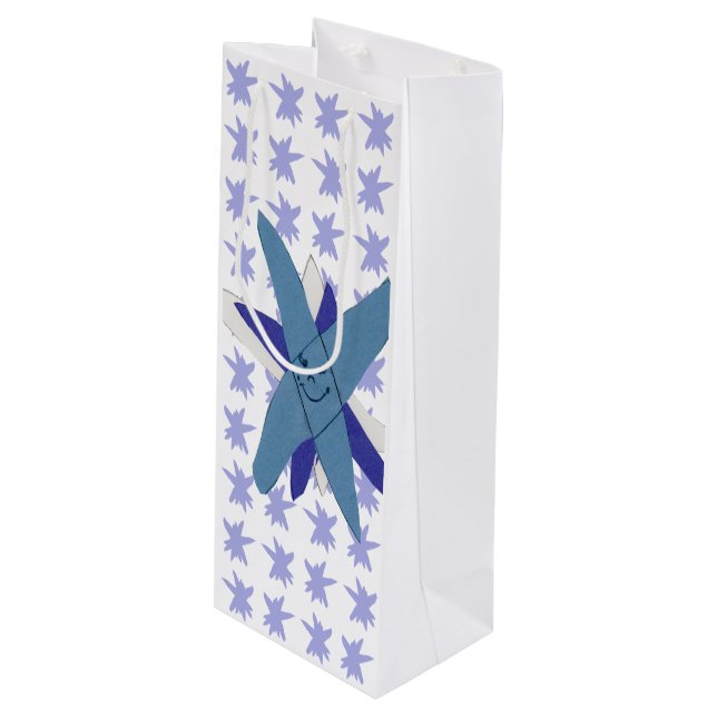 Snowflake Wine Gift Bag (Front Angled)