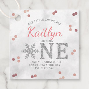 Snowflake Winter 1st Birthday Favour Tags