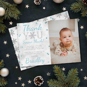 Snowflake Winter 1st Birthday Thank You Foil Cards