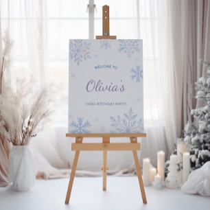 Snowflake Winter 1st Birthday Wonderland Welcome Poster