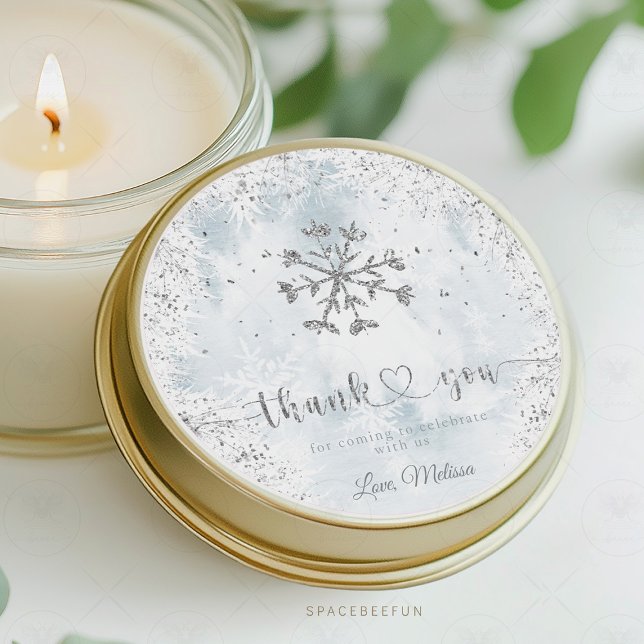 Snowflake Winter Baby Shower  Classic Round Sticker (little snowflake baby shower,winter baby shower invitation,snowflake baby shower sticker,baby shower)