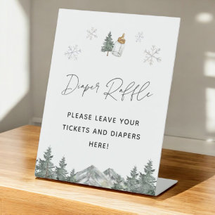 Snowflake Winter Baby Shower Diaper Raffle Sign