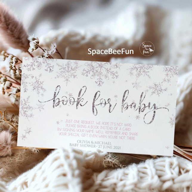 Snowflake Winter Baby shower  Enclosure Card (snowflake diaper raffle,winter baby shower,book for baby,snowflake book for baby,winter diaper raffl)