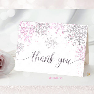 Snowflake Winter Baby shower Girl Thank You Card