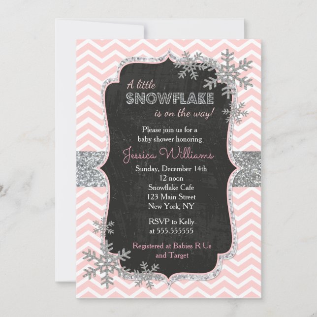 Snowflake Winter Baby Shower Invitations (Front)