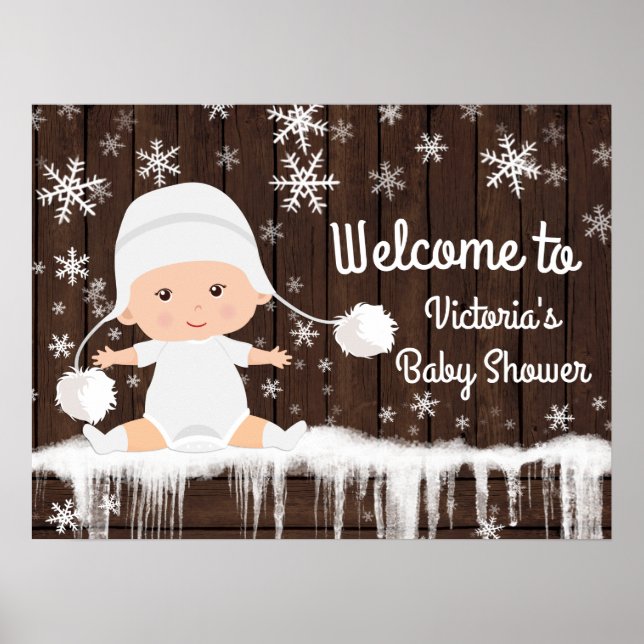 Snowflake Winter Baby Shower Sign (Front)