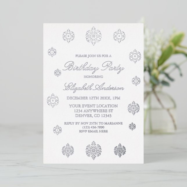 Snowflake Winter Birthday (Standing Front)