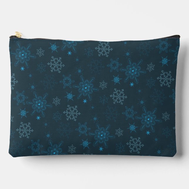Snowflake winter blue seamless pattern accessory pouch (Front)