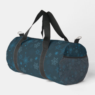 Snowflake winter blue seamless pattern duffle bag