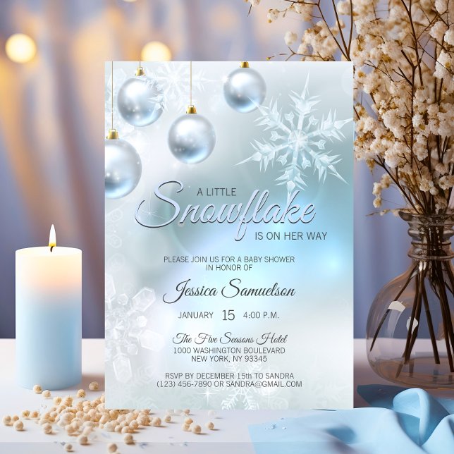 Snowflake Winter Blue Wonderland Baby Shower Invitation (Snowflake Winter Blue Wonderland Baby Shower Invitation)