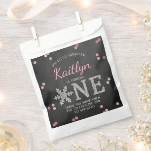 Snowflake Winter Chalkboard 1st Birthday Favour Bags