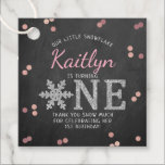Snowflake Winter Chalkboard 1st Birthday Favour Tags<br><div class="desc">Celebrate in style with these cute and very trendy birthday party favour tags. This design is easy to personalise with your special event wording and your guests will be thrilled when they see these fabulous tags. Matching shower items can be found in the collection.</div>