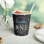 Snowflake Winter Chalkboard 1st Birthday Paper Cups<br><div class="desc">These paper cups are perfect for anyone celebrating a 1st birthday this year. The design is easy to personalise with your own wording and matching party items can be found in the collection.</div>