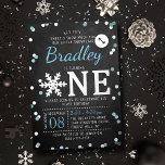Snowflake Winter Chalkboard 1st Birthday Real<br><div class="desc">Celebrate in style with these sweet and very trendy real foil pressed 1st birthday invitations. This design is easy to personalise with your special event wording and your guests will be thrilled when they receive these fabulous invites.</div>