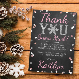 Snowflake Winter Chalkboard 1st Birthday Thank You Card