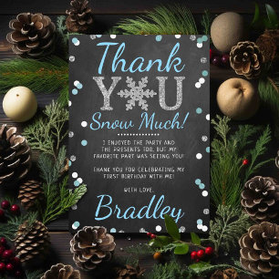 Snowflake Winter Chalkboard 1st Birthday Thank You Card