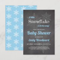 Snowflake Winter Chalkboard Blue Boys Baby Shower
