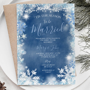 Snowflake Winter Christmas Greenery Floral Wedding Invitation