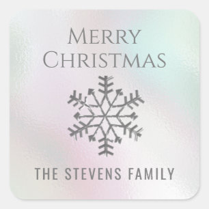 Snowflake winter Christmas holographic Square Sticker