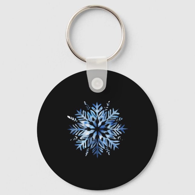 Snowflake Winter Christmas Matching  Key Ring (Front)