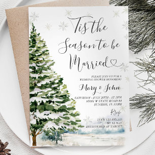 Snowflake Winter Christmas Tree Wedding  Invitation