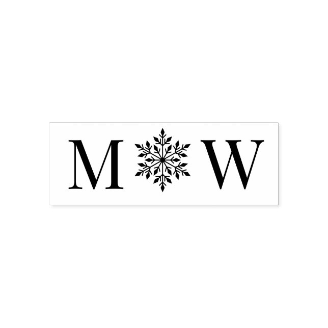 Snowflake Winter Couple Wedding 2 Initial Monogram Self-inking Stamp (Design)