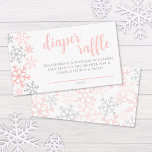 Snowflake Winter Girl Baby Shower Diaper Raffle Enclosure Card<br><div class="desc">Diaper Raffle Entry Card. Make your baby shower even more fun with this sweet and elegant diaper raffle card, featuring soft watercolor snowflakes in delicate shades of pink and grey along the left side. The right side holds space for guests to write their name and how many diapers they’re bringing...</div>